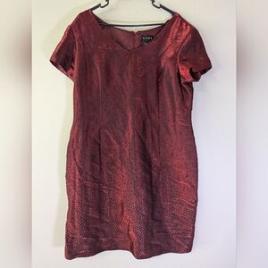 Virgo red shimmer dress with black beading with shoulder pads size 18